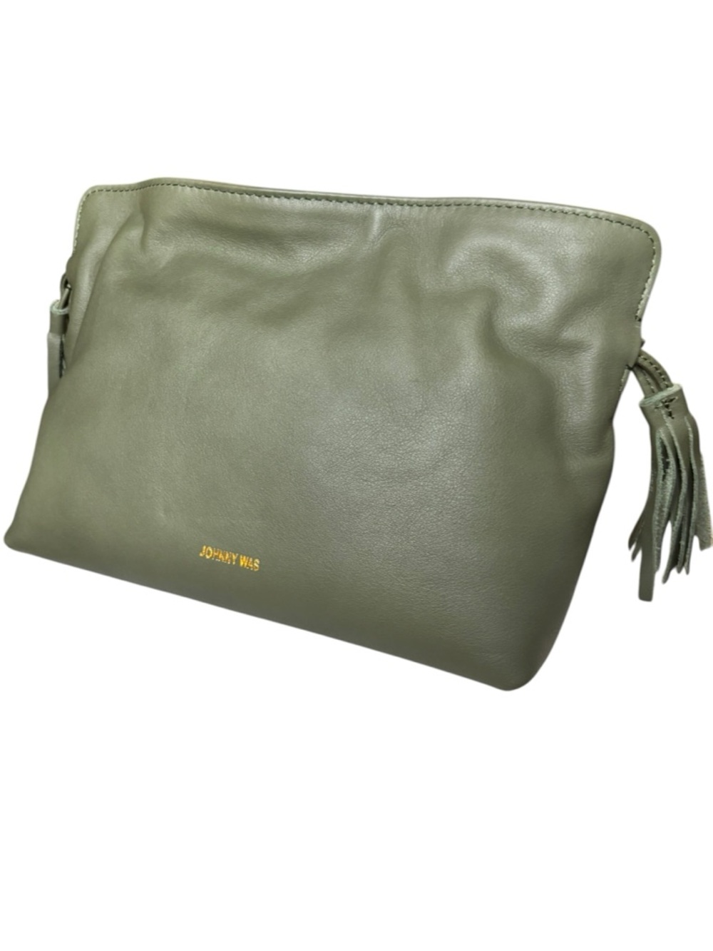 JOHNNY WAS Cinch Pouch Italian Leather Crossbody Bag Loden Green NWT - Picture 11 of 17